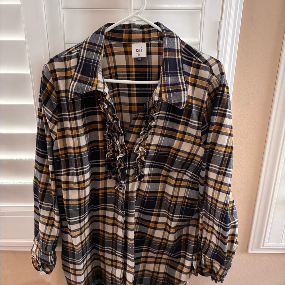 CAbi Yellow and Black Plaid Shirt